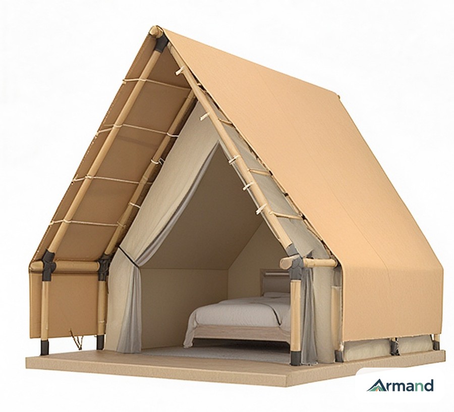 GT-003 Triangular Glamping Tent — customizable A-frame glamping tent for hotel and campsite use, Armand Outdoor wholesale OEM