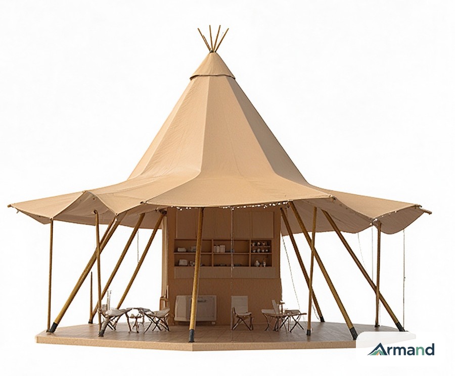 GT-004 Pyramidal Glamping Tent — customizable pyramidal glamping pavilion for resorts, Armand Outdoor wholesale OEM