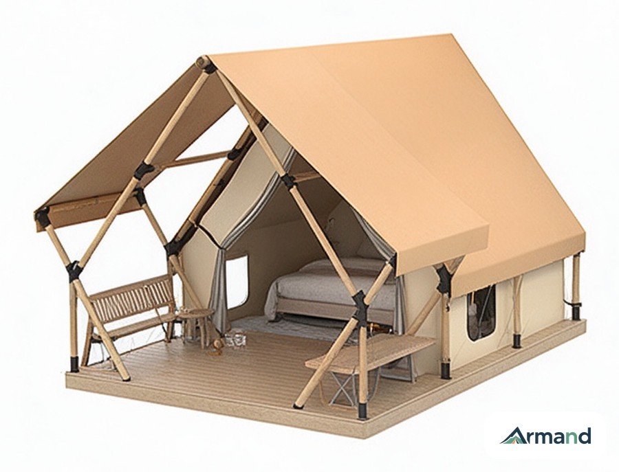 GT-009 Compact Cabin Tent — customizable compact cabin tent for small resort plots, Armand Outdoor wholesale OEM