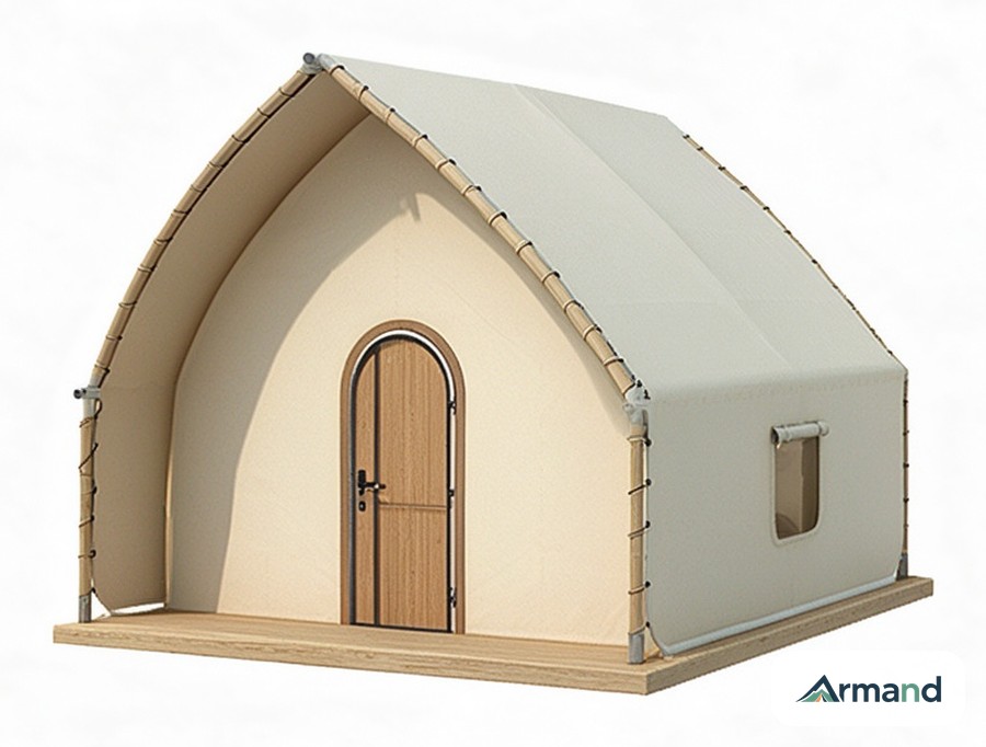 GT-011 Arch Door Lodge Tent — customizable arched-door lodge tent for resorts, Armand Outdoor wholesale OEM