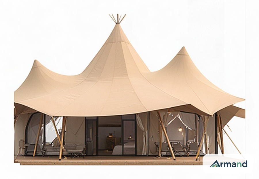 GT-019 Multi-Peak Canopy Tent — customizable multi-peak tensile canopy for resorts and events, Armand Outdoor wholesale OEM