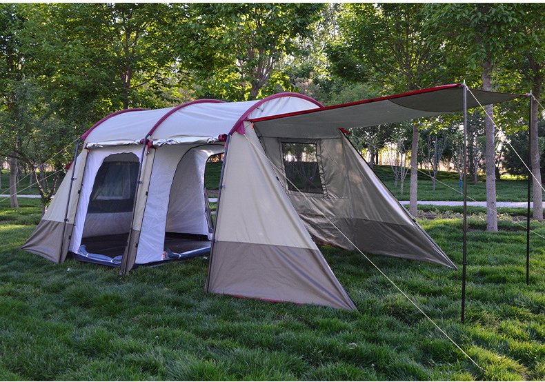 F2-260 with the front awning extended over the living area — Armand Outdoor wholesale